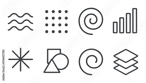 Abstract design icons set – outline, simple and minimalist graphic symbols