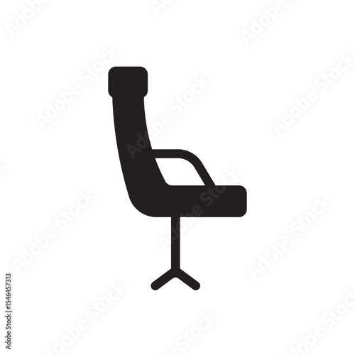 Office chair in silhouette vector icon. Modern black office chair icon for business, workspace, or furniture themes.