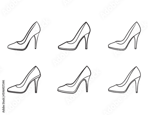 set of stiletto heels sketch icon  line art vector illustration