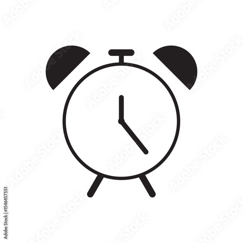 Alarm clock with bell vector icon. Traditional alarm clock symbol, ideal for wake-up, reminders, or productivity apps.