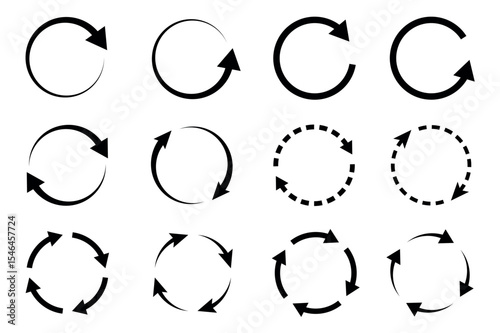 set of different circle round arrow icons isolated vector illustration