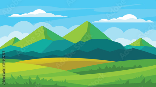 landscape with mountains and blue sky
