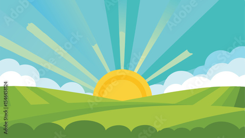 summer landscape with green grass