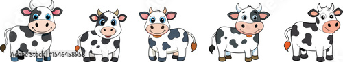 cute baby cow cartoon set vector illustration