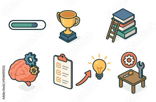 Skill progress icons set – linear, learning and development visual elements