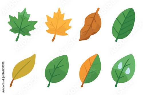 Variety of leaf icons set – silhouette, simple and nature-inspired graphics
