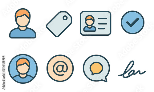 Digital identity icons set – outline, identification and login access symbols