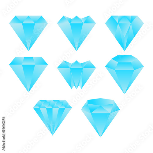 Light blue shining gradient diamond collection