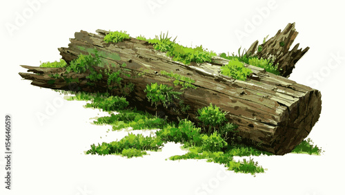 Forest Fleece Green moss log isolated watercolor vector illustration svg