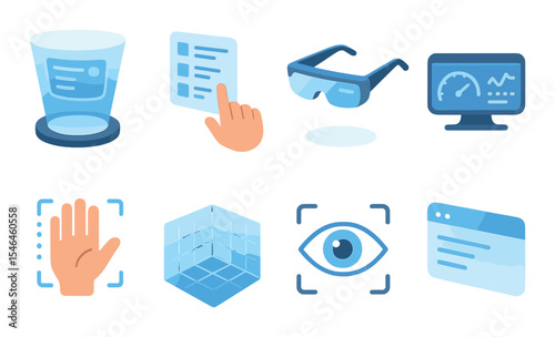 Futuristic technology icons set – silhouette, innovation and modern interface symbols