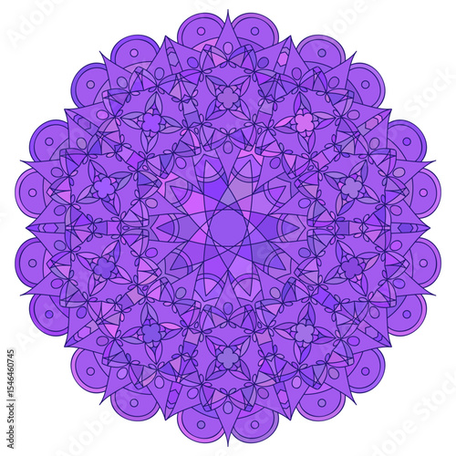 Asian colorful floral mandala. Vector ethnic circular ornament. Stylish design in vivid shades