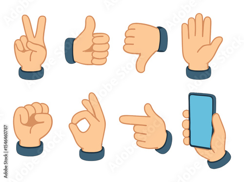 Hand gesture icons set – flat, simple and expressive communication symbols