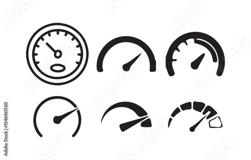Set of Speedometer and Gauge Icon set. Vector Dashboard Indicators and Meters. Victor illustration eps 10