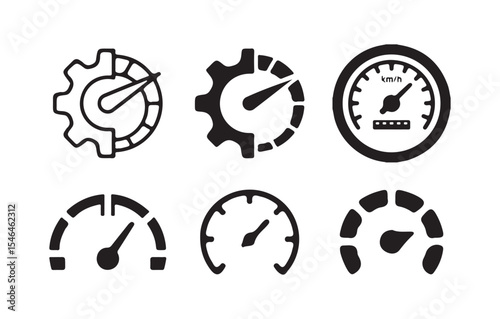 Set of Speedometer and Gauge Icon set. Vector Dashboard Indicators and Meters. Victor illustration eps 10