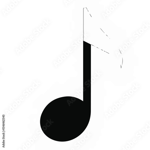 A single black eighth note musical symbol with a flag on a white background, representing sound, melody, and rhythm.