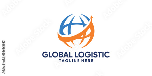 logo design global and logistic,plane,send,arrow,,symbol,icon,idea,creative,elegant.