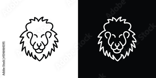 Lion head icon in black. flat graphic vector icon