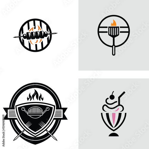 Grilling and Ice Cream Parlor Logos Delicious Design Concepts
