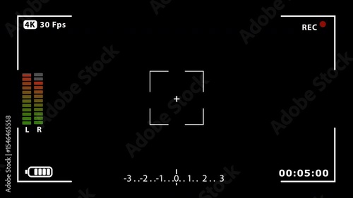Video Camera Recording Screen and timer  with 4K resolution size Alpha Channel, Record Screen Overlay.