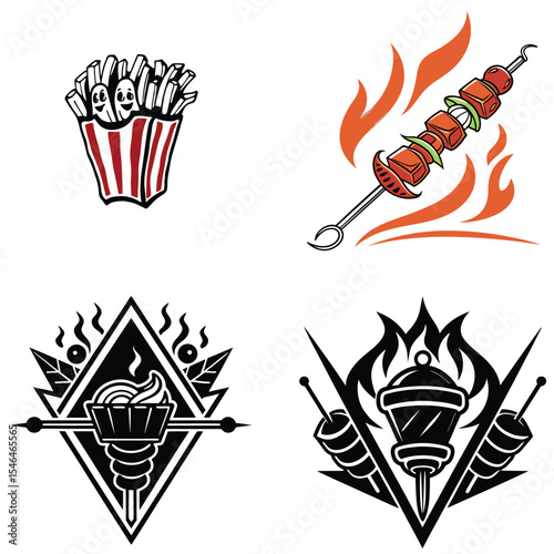 Fiery Food Illustrations French Fries, Kebabs, and More!