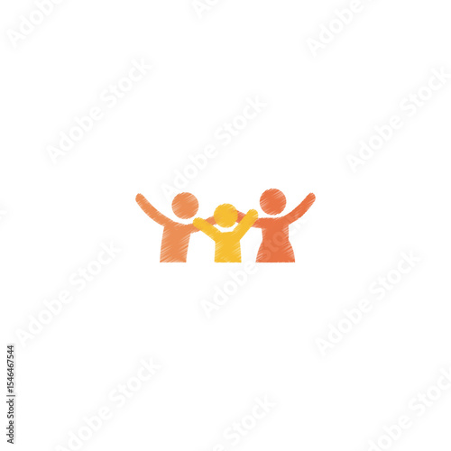 Happy family icon togetherness and love illustration isolated on white background