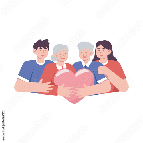 Grandson hugging his grandma with love vector illustration graphic design