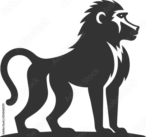 Wild cute animal baboon monkey vector silhouette