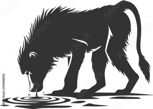 Wild cute animal baboon monkey vector silhouette