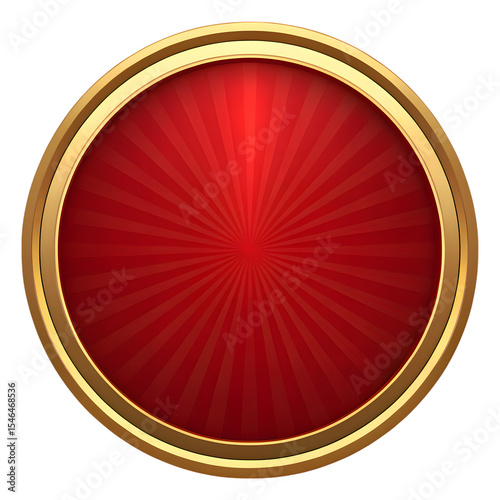 Red and gold circular badge isolated on transparent background