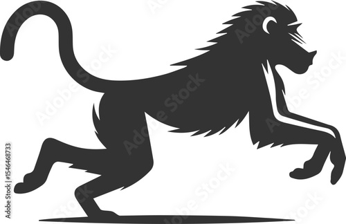 Wild cute animal baboon monkey vector silhouette