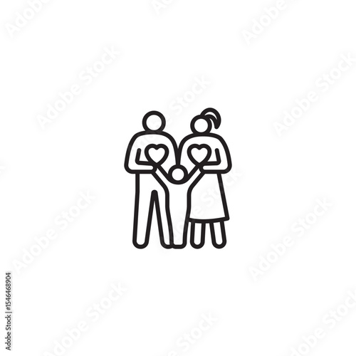 Loving family graphic icon minimalist vector design line art style