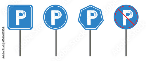 parking sign. Road sign parking. Parking place. Information sign indicates that parking vehicles is permitted on this section of the road. Park signal vector illustration
