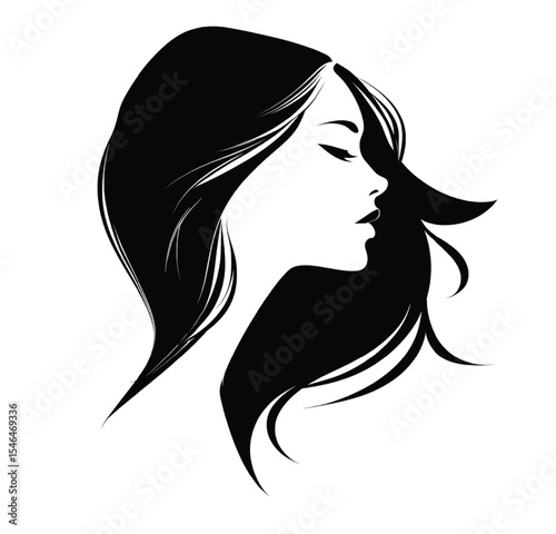 woman with long hair vector art