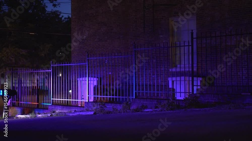 Police lights flashing background on apartment building 4k
