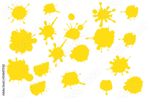 Ink drops and splashes. Blotter spots, liquid paint drip drop splash and ink splatter. Artistic dirty grunge abstract spot vector set. Illustration monochrome drip splash, splat messy inkblot