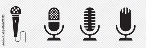 Set of microphone icons. microphone logo design podcast with microphone logo.