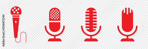 Set of microphone icons. microphone logo design podcast with microphone logo.