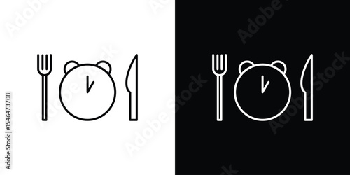 Lunchtime icon in black. flat graphic vector icon