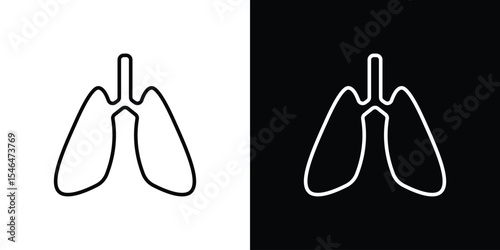 Lung icon in black. flat graphic vector icon