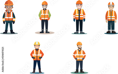 construction worker set vector illustration