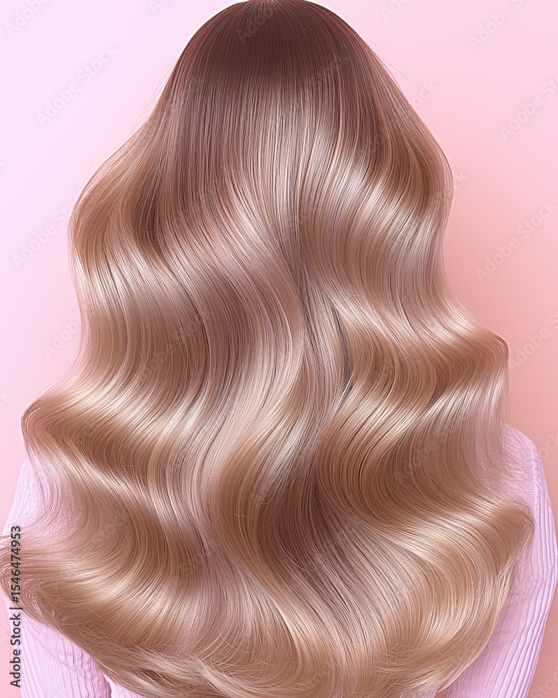 Fototapeta premium Long Blonde Wavy Hair Cascading Beautifully