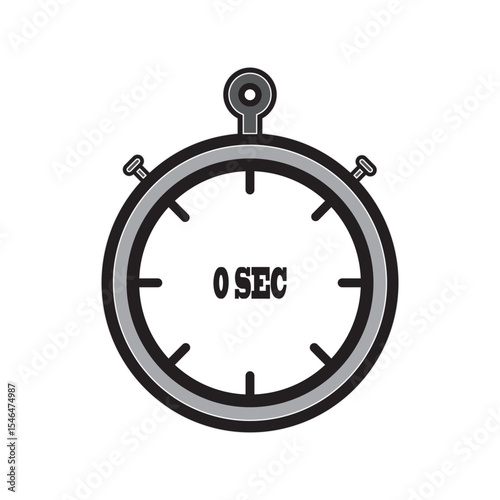 Illustration of a Stopwatch Displaying Zero Seconds in Silver and Black