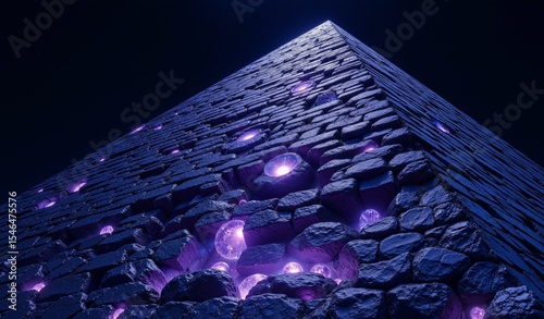 Obsidian Pyramid Cityscape: Iridescent Scales, Violet Glow, Futuristic Grandeur, Indigo Sky