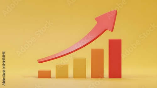 A graph with a golden arrow pointing up