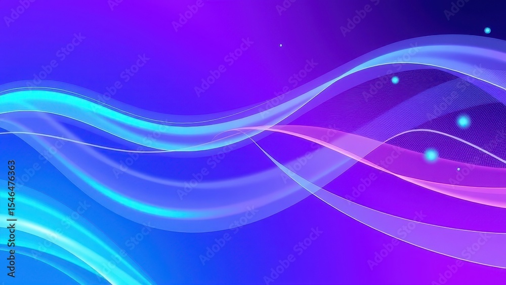 Fototapeta premium Abstract blue and purple background with glowing lines and floating particles