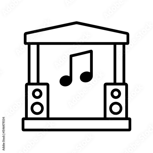 Music stage icon in outline style – representing live performance area