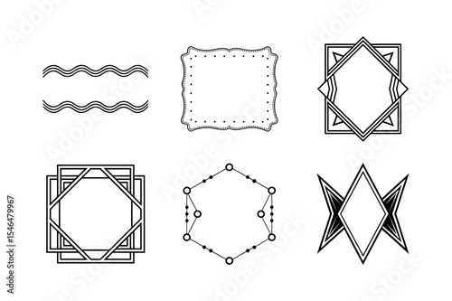 Art Nouveau Decorative Frames and Corners Vector Set