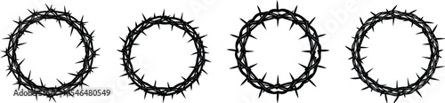 Jesus Christ Crown Of Thorns set vector illustration