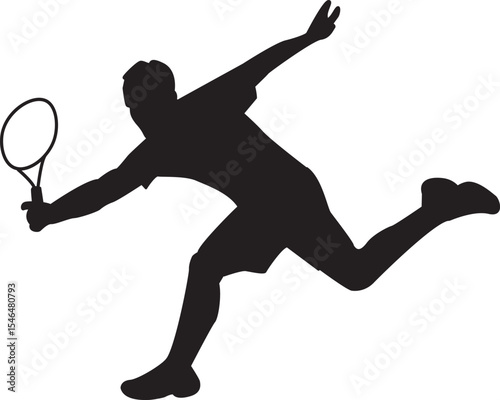 Silhouette  Male Tennis Player playing Tennis position