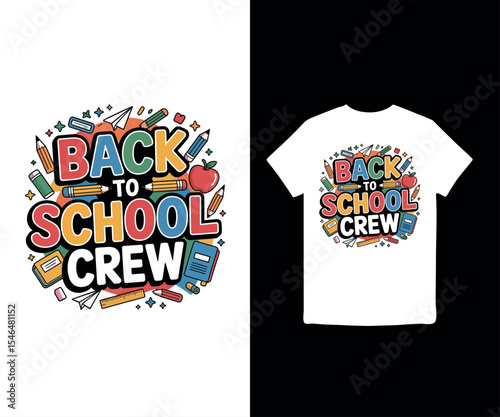 Back to school vector poster set with walking funny cute comic characters. Lettering illustration for t-shirt print. Too cool for school, educational creativity supplies. Vector illustration